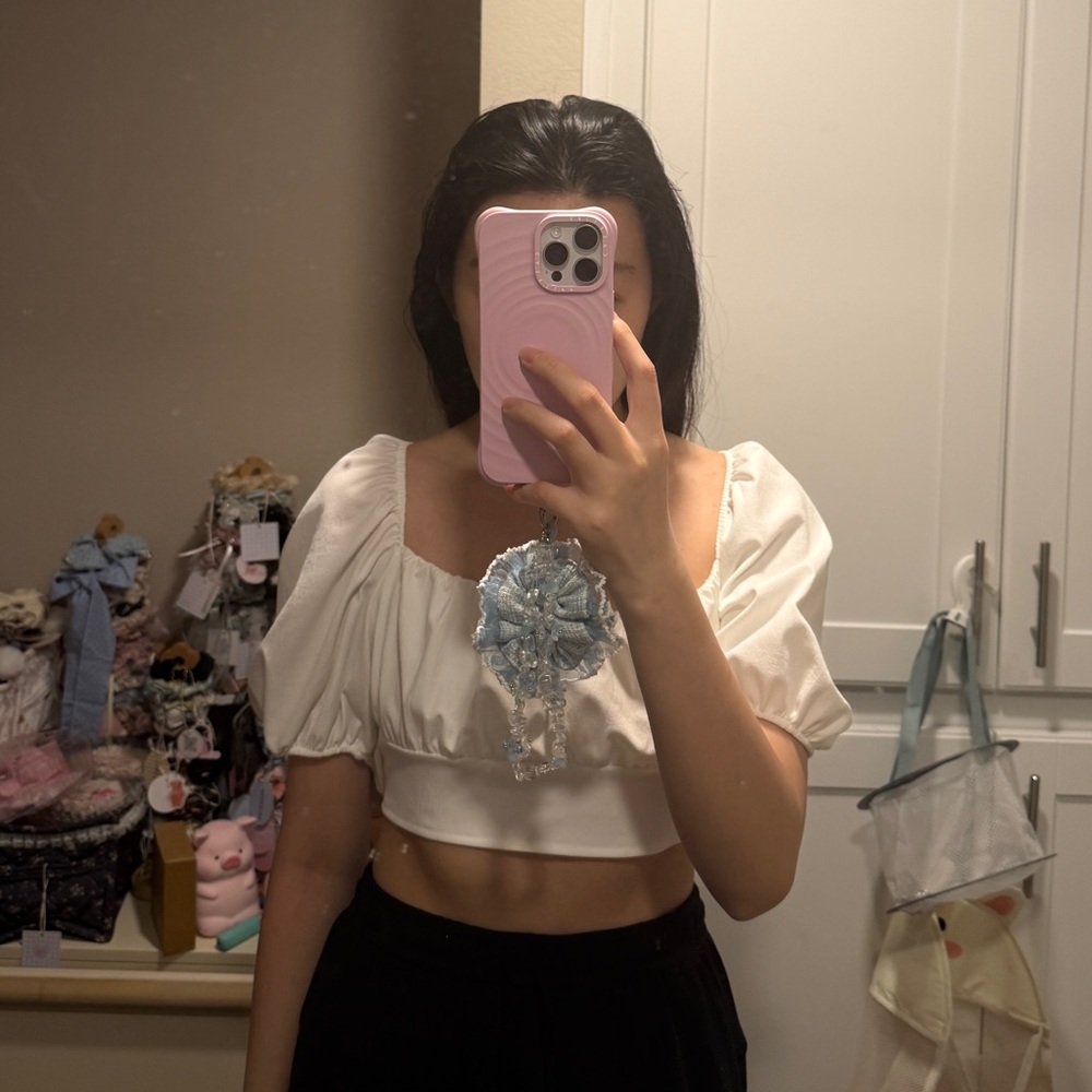 Elegant White Puff Sleeve Crop Top